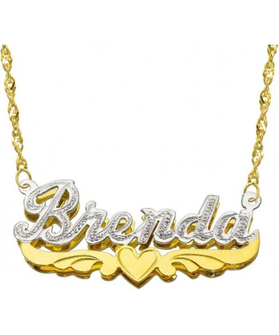 14K Two Tone Gold Personalized Double Plate 3D Name Necklace - Style 8 - Customize Any Name 18.0 Inches $116.48 Necklaces