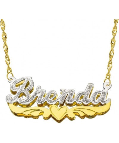 14K Two Tone Gold Personalized Double Plate 3D Name Necklace - Style 8 - Customize Any Name 18.0 Inches $116.48 Necklaces