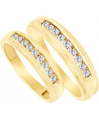 White Natural Diamond His and Hers Wedding Band Ring Set 14K Yellow Gold (0.38 Cttw) Men Size - 9 Women Size - 8 $434.24 Sets