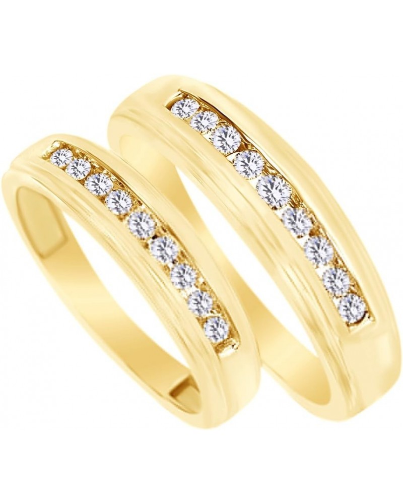 White Natural Diamond His and Hers Wedding Band Ring Set 14K Yellow Gold (0.38 Cttw) Men Size - 9 Women Size - 8 $434.24 Sets