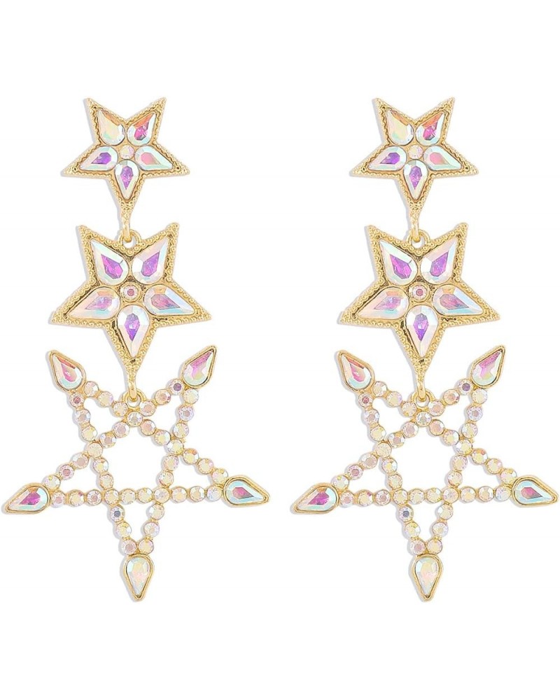 Statement Star Earrings Dangle Rhinestone Big Star Stud Drop Earrings Star Hoop Earrings for Women Girls 3 Star $5.50 Earrings