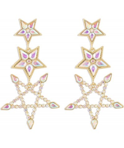 Statement Star Earrings Dangle Rhinestone Big Star Stud Drop Earrings Star Hoop Earrings for Women Girls 3 Star $5.50 Earrings