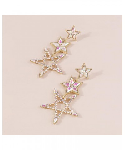 Statement Star Earrings Dangle Rhinestone Big Star Stud Drop Earrings Star Hoop Earrings for Women Girls 3 Star $5.50 Earrings