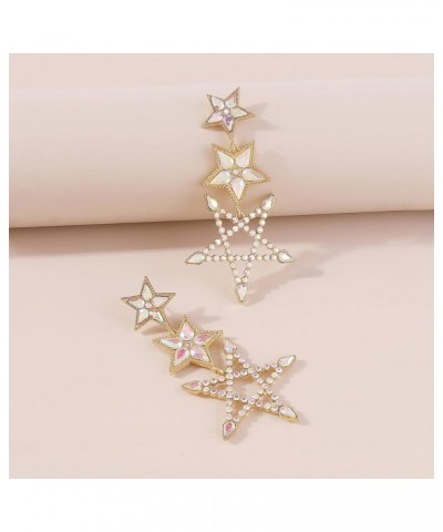 Statement Star Earrings Dangle Rhinestone Big Star Stud Drop Earrings Star Hoop Earrings for Women Girls 3 Star $5.50 Earrings