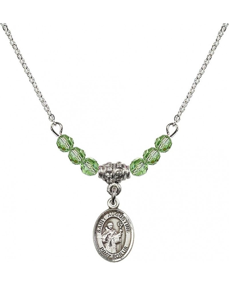 August Birth Month Bead Necklace with Catholic Patron Saint Petite Charm, 18 Inch Saint Augustine $33.24 Necklaces