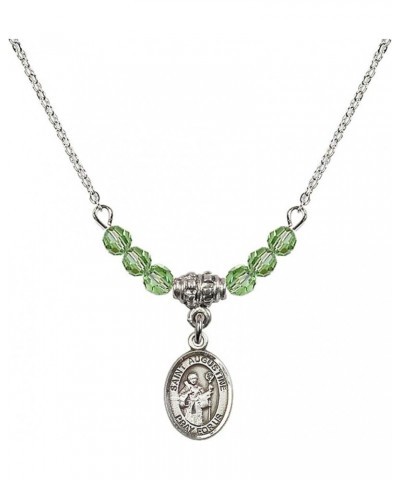 August Birth Month Bead Necklace with Catholic Patron Saint Petite Charm, 18 Inch Saint Augustine $33.24 Necklaces