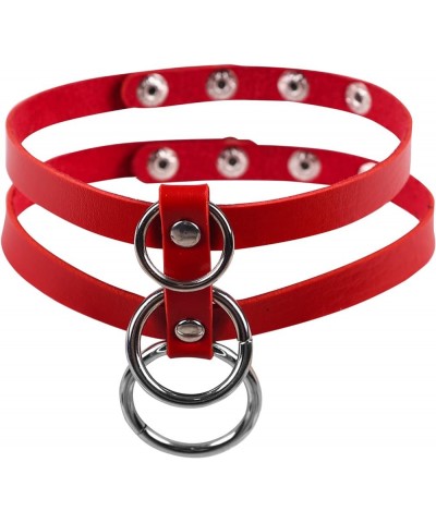 Women's PU Leather Punk Choker Necklace Fashion Necklace Adjustable Collar Gothic Carnival Halloween Accessorie Red $7.79 Nec...