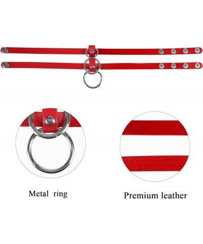 Women's PU Leather Punk Choker Necklace Fashion Necklace Adjustable Collar Gothic Carnival Halloween Accessorie Red $7.79 Nec...