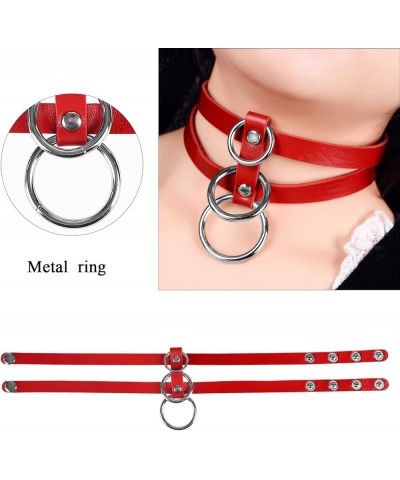 Women's PU Leather Punk Choker Necklace Fashion Necklace Adjustable Collar Gothic Carnival Halloween Accessorie Red $7.79 Nec...