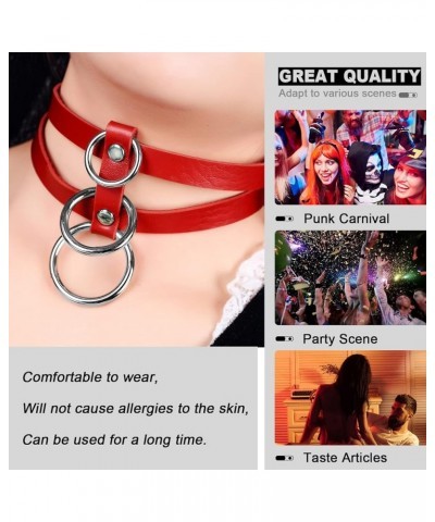 Women's PU Leather Punk Choker Necklace Fashion Necklace Adjustable Collar Gothic Carnival Halloween Accessorie Red $7.79 Nec...