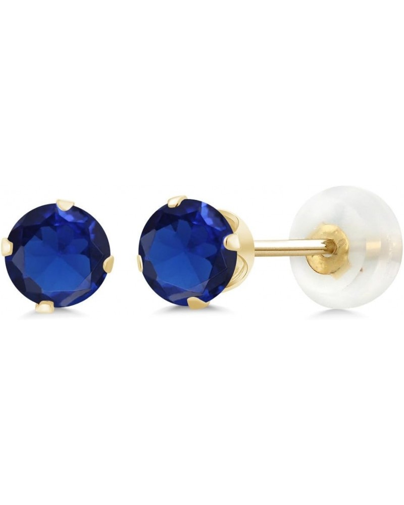 10K Yellow Gold Blue Created Sapphire Stud Earrings For Women (1.20 Cttw, Round 5MM) $37.60 Earrings