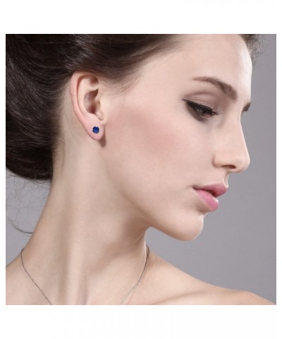 10K Yellow Gold Blue Created Sapphire Stud Earrings For Women (1.20 Cttw, Round 5MM) $37.60 Earrings