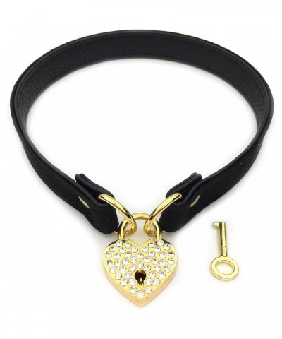 Heart Padlock Choker Collar Necklace Lolita Collar Cat Kitty Velvet Necklace with Lock and Key (B, 16) B $9.24 Necklaces