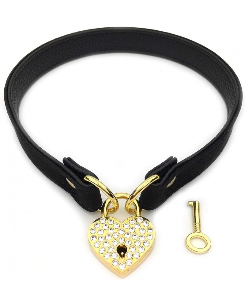 Heart Padlock Choker Collar Necklace Lolita Collar Cat Kitty Velvet Necklace with Lock and Key (B, 16) B $9.24 Necklaces