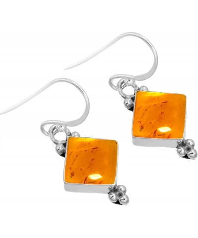 925 Sterling Silver Handmade Drop Dangle Earring for Women Gemstone Costume Silver Jewelry for Gift (98557_E) Amber $21.74 Ea...