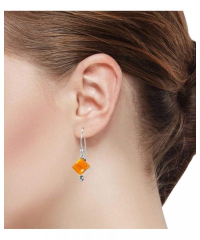 925 Sterling Silver Handmade Drop Dangle Earring for Women Gemstone Costume Silver Jewelry for Gift (98557_E) Amber $21.74 Ea...