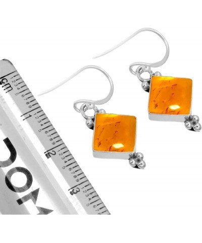 925 Sterling Silver Handmade Drop Dangle Earring for Women Gemstone Costume Silver Jewelry for Gift (98557_E) Amber $21.74 Ea...