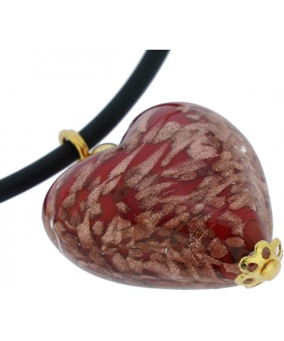 GlassOfVenice Murano Glass Puffed Heart Necklace and Earrings Set - Sparkling Red $38.22 Jewelry Sets