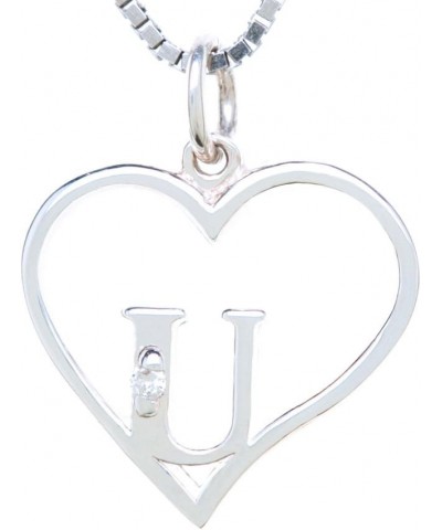 Sterling Silver Diamond Pendant Heart & Letter Letter U $34.30 Necklaces