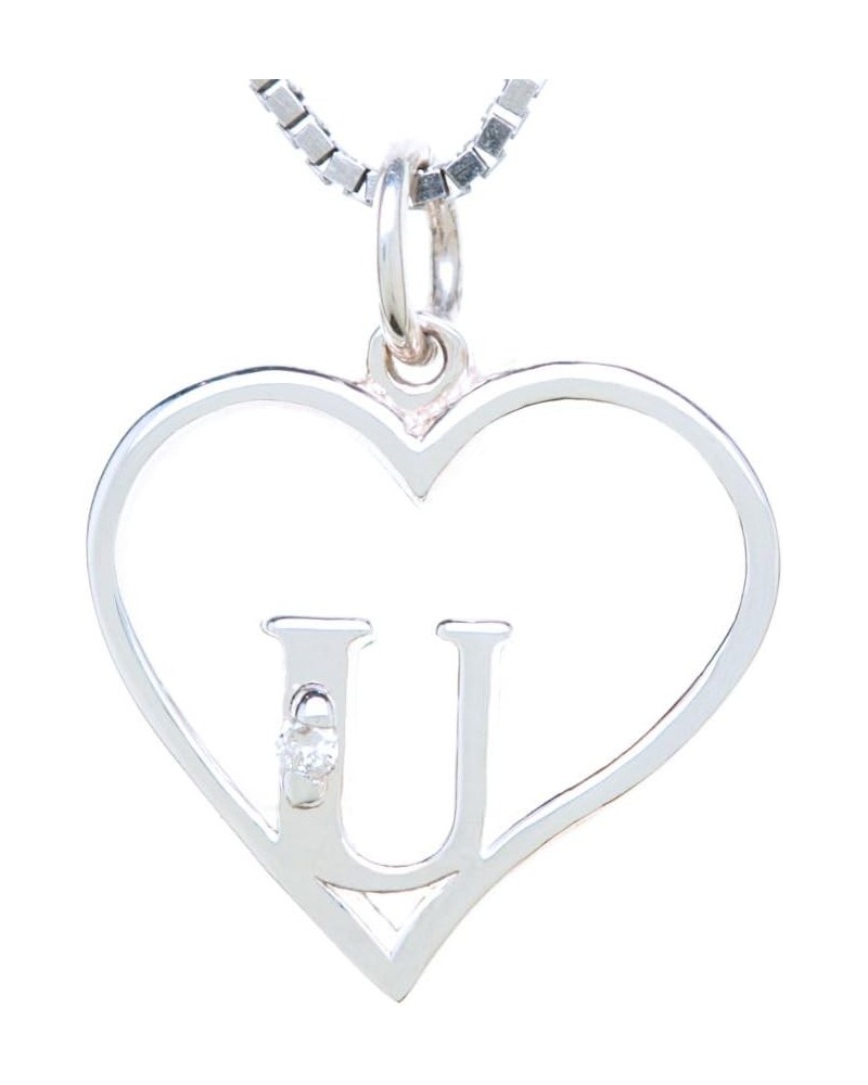 Sterling Silver Diamond Pendant Heart & Letter Letter U $34.30 Necklaces