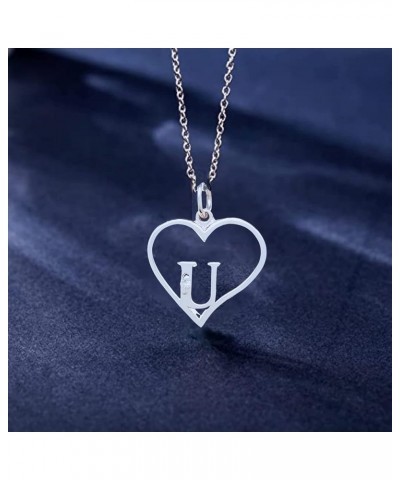 Sterling Silver Diamond Pendant Heart & Letter Letter U $34.30 Necklaces