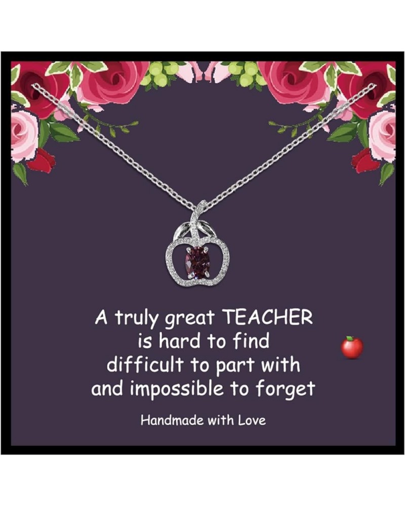 Teacher Gifts for Women Teacher Necklace Apple Pendant Projection Necklace Teacher Appreciation Gifts Thank You Gift For Teac...