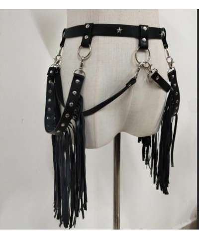 Punk Metal Tassel Waist Chain Belt Gothic Rave Rocker Dance Beach Hip Chain PU Leather Cosplay Nightclub Body Chain Leather T...