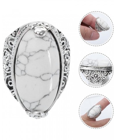 White Turquoise Ring Vintage White Howlite Ring Oval- shaped Womens Ring Size 7-10 8 $6.94 Rings