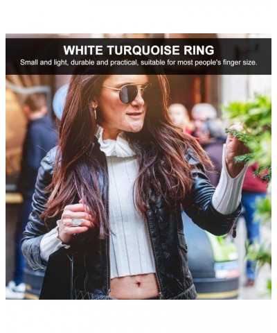 White Turquoise Ring Vintage White Howlite Ring Oval- shaped Womens Ring Size 7-10 8 $6.94 Rings