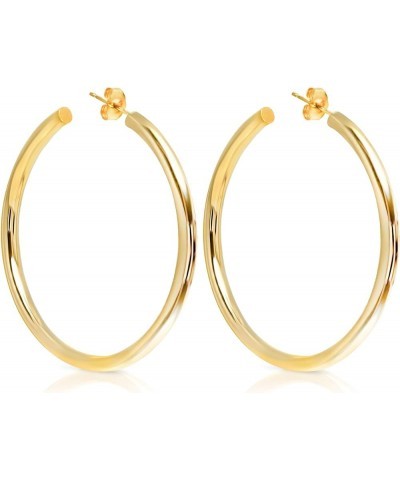 14K Yellow Gold J Hoop Fashion Earrings for Women - Real 14K Gold - 4mm and 6mm Thick, 20mm - 60mm Diameter 60MM (2.36") Diam...