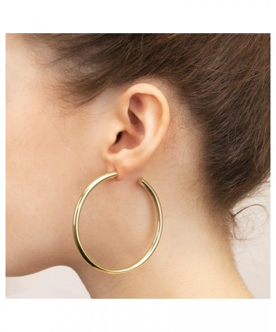 14K Yellow Gold J Hoop Fashion Earrings for Women - Real 14K Gold - 4mm and 6mm Thick, 20mm - 60mm Diameter 60MM (2.36") Diam...