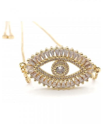 Gold Evil Eye Necklace 18K Gold Plated Sliding Adjustable Chain Choker Jewelry $19.32 Necklaces