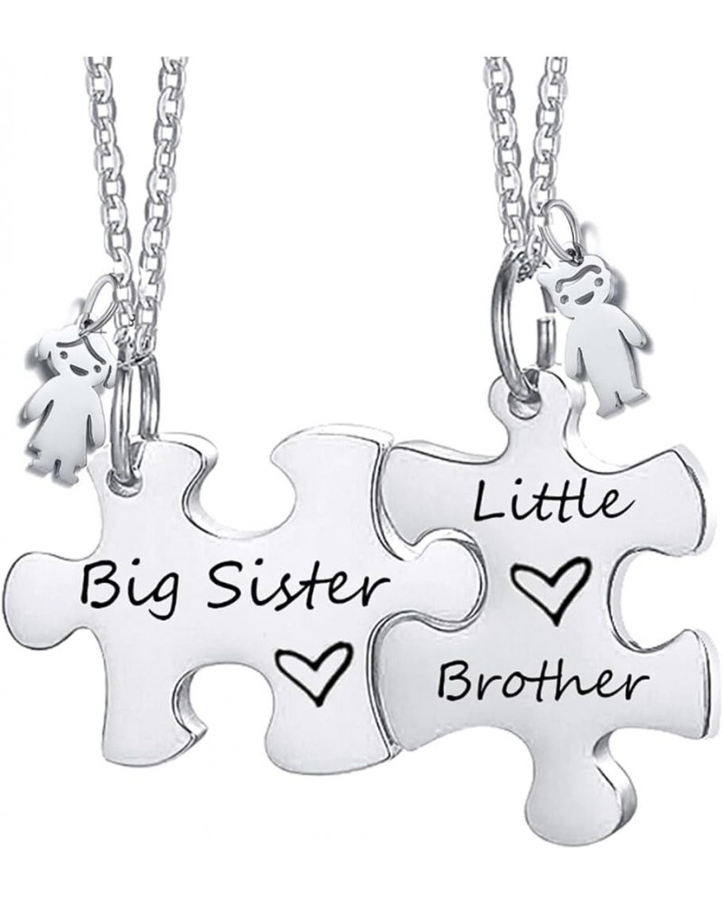 Puzzling Matching Necklace Set for 2 -Graduation Back to School Birthday Jewelry for mom/father/son/daugther Little Brother B...