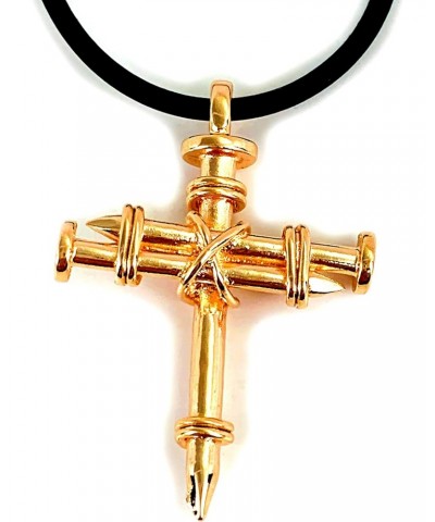 Three Nails Special Rose Gold Metal Finish Pendant Black Cord Cross Necklace $15.82 Necklaces