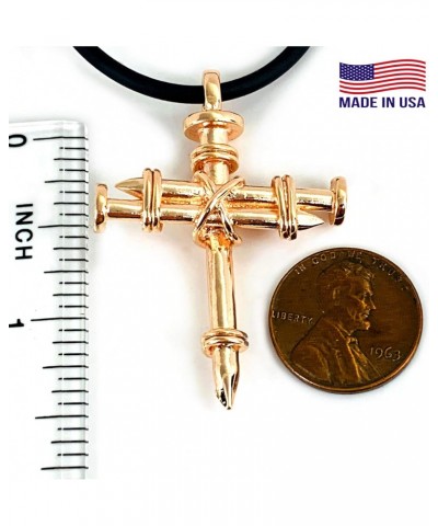 Three Nails Special Rose Gold Metal Finish Pendant Black Cord Cross Necklace $15.82 Necklaces