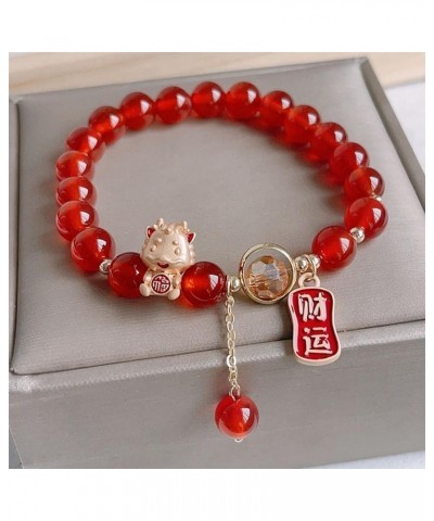 2024 Chinese Zodiac Year of The Dragon Bracelets,New Year Dragon Bracelets,Red Beads Stretch Bracelets,Feng Shui Dragon Elast...