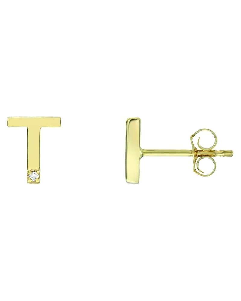 14K Yellow Gold and 0.005 ct SI 2-1 GH Diamond Initial Letter Stud Earring T $36.27 Earrings