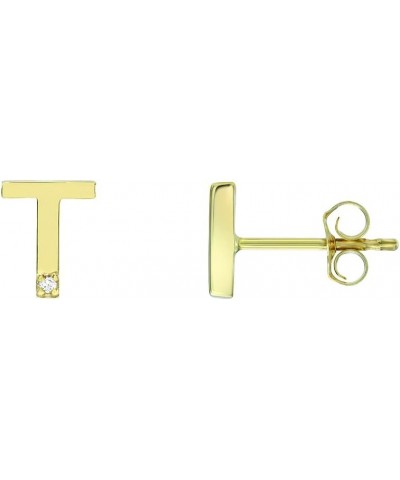 14K Yellow Gold and 0.005 ct SI 2-1 GH Diamond Initial Letter Stud Earring T $36.27 Earrings