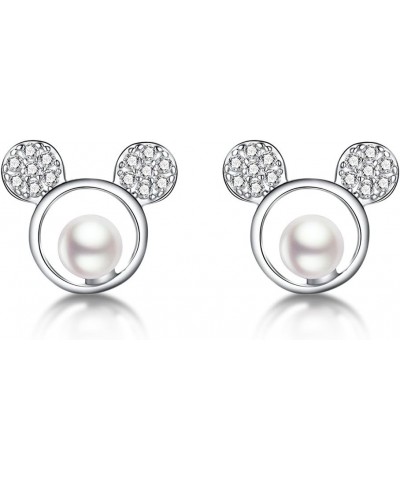 925 Sterling Silver Sparkling CZ Mouse Studs Earrings for Women Teen girls Cute Mouse Earrings A-Silver $10.63 Earrings