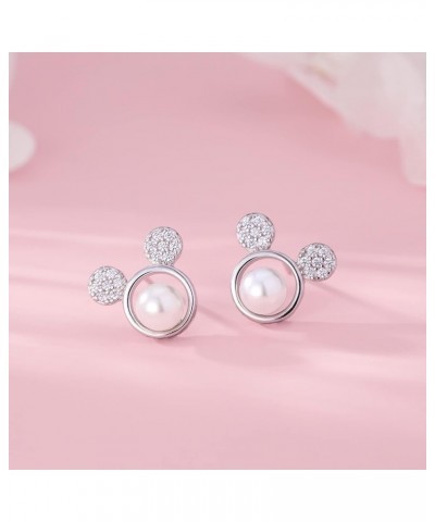 925 Sterling Silver Sparkling CZ Mouse Studs Earrings for Women Teen girls Cute Mouse Earrings A-Silver $10.63 Earrings