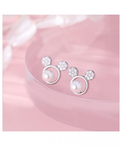 925 Sterling Silver Sparkling CZ Mouse Studs Earrings for Women Teen girls Cute Mouse Earrings A-Silver $10.63 Earrings