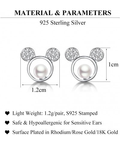 925 Sterling Silver Sparkling CZ Mouse Studs Earrings for Women Teen girls Cute Mouse Earrings A-Silver $10.63 Earrings