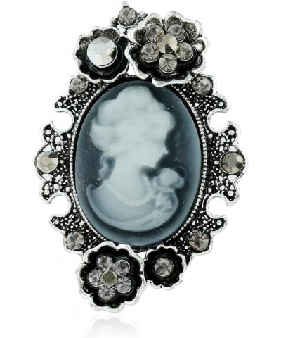 Cameo Victorian Lady Brooch Maiden Crystal Rhinestone Pin Vintage Style Beautiful Girl Lapel Pin Elegant Dress Suit Accessori...