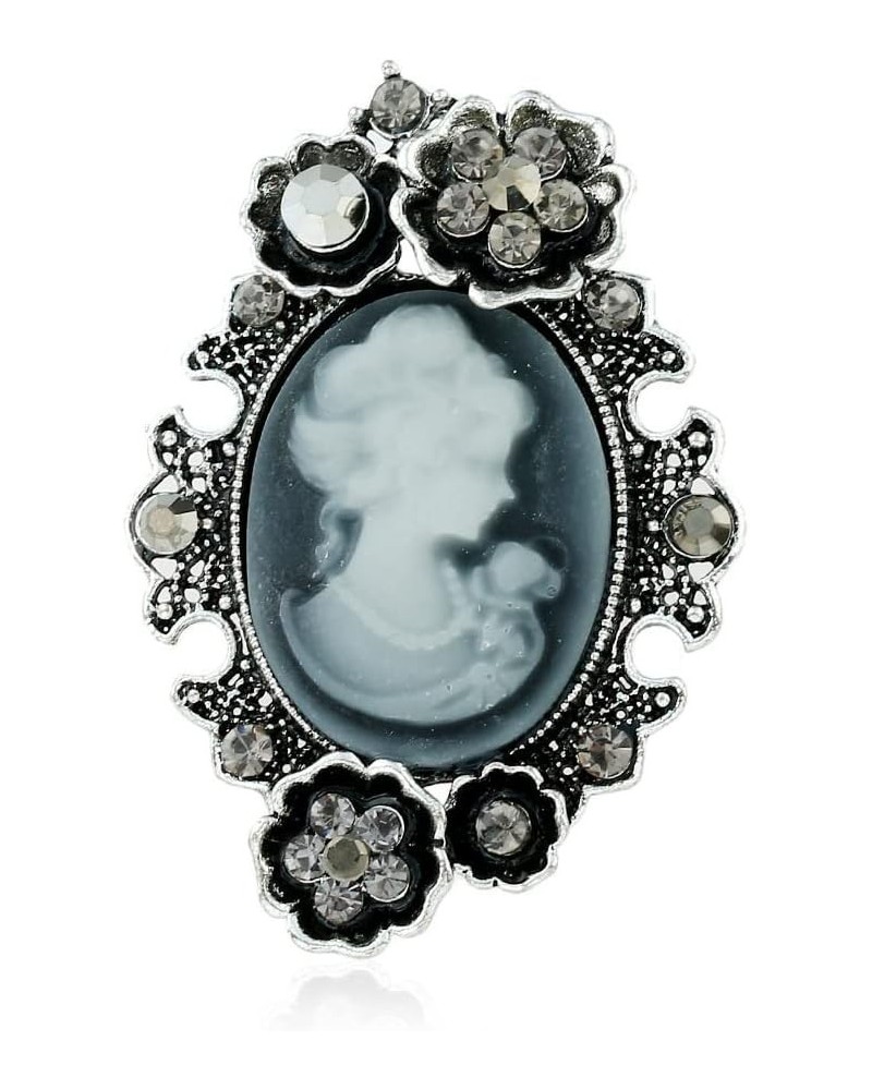 Cameo Victorian Lady Brooch Maiden Crystal Rhinestone Pin Vintage Style Beautiful Girl Lapel Pin Elegant Dress Suit Accessori...