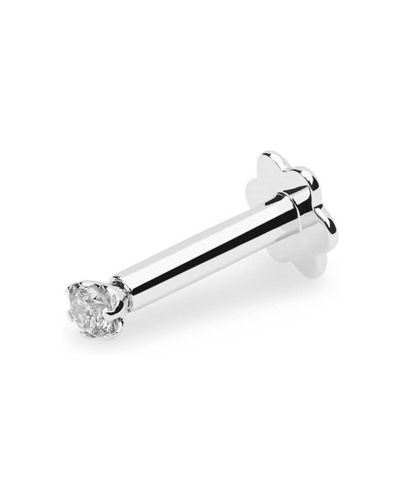 Jewels 0.02ct Real Diamond 14k White Gold Nose Ring with Internally Threaded Screw Post also used as Lip Labret Monroe Stud $...