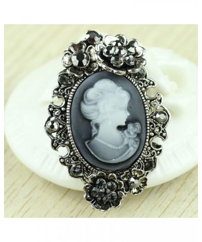 Cameo Victorian Lady Brooch Maiden Crystal Rhinestone Pin Vintage Style Beautiful Girl Lapel Pin Elegant Dress Suit Accessori...