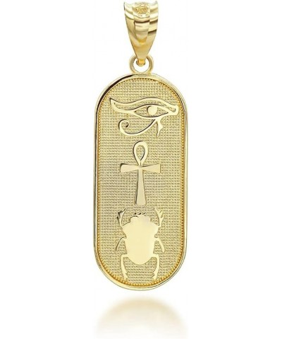 10K Yellow, White, or Rose Gold Protection Ankh Cross Eye of Horus and Ancient Egyptian Scarab Pendant - Choice of Metal 10K ...