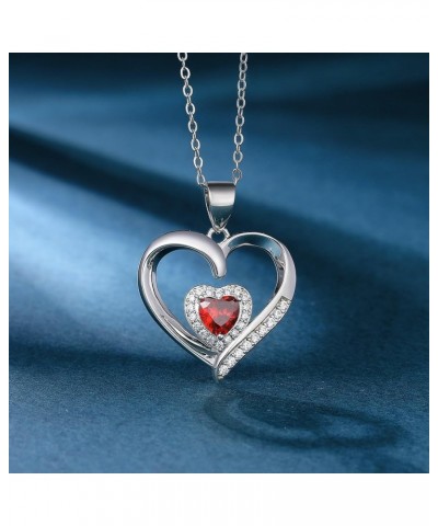 Heart Birthstone Necklace for Women, S925 Sterling Silver Necklace Birthstone Necklace Heart Necklace for Women Teen Girls Bi...