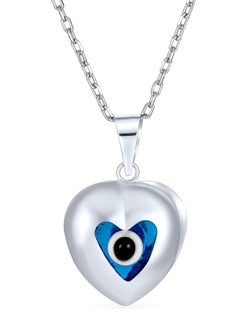 Turkish Spiritual Protection Amulet Charm Round Circle or Heart Shape Moving Floating Evil Eye Pendant Necklace For Women Tee...