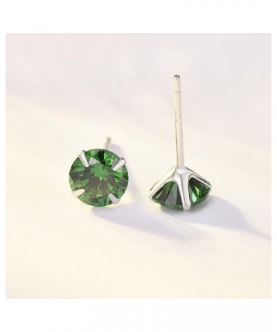 4 Pairs Set Sterling Silver Round Cut Small Stud Earrings for Weddings Lovers Womens/Mens Green $10.25 Earrings